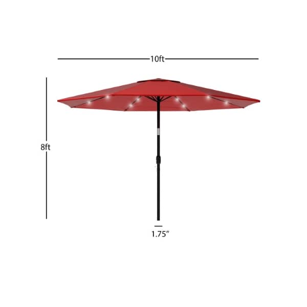 Nature Spring 10 Foot Patio Umbrella LED Lights, Red